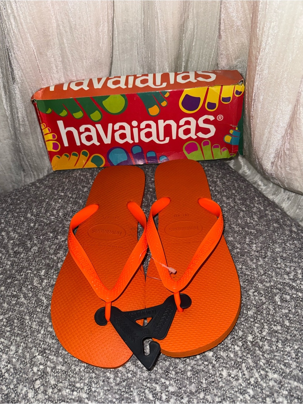 Havaianas Kids Bright Orange Flip Flops with Black Hanger